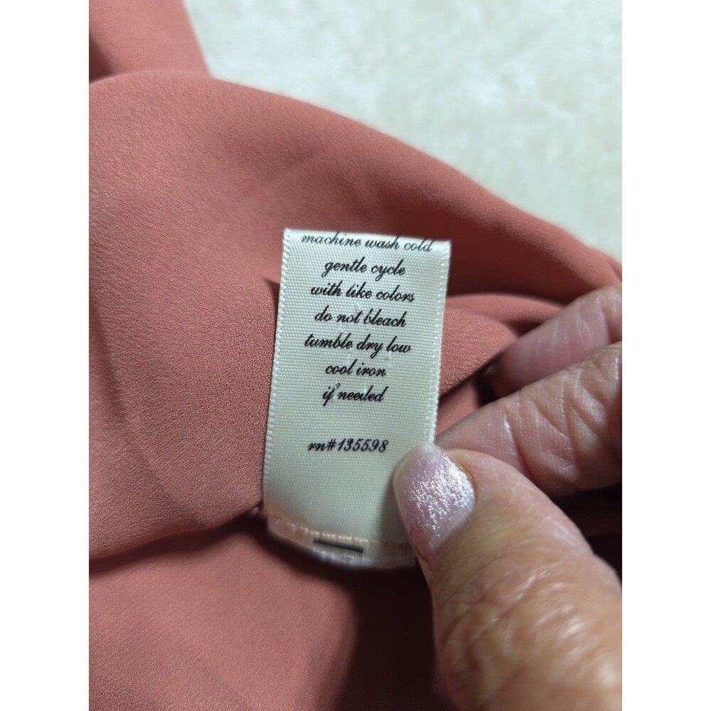 Alya Rust/Orange Short Sleeve Size S Chiffon Cap Sleeve Top Blouse Pull On Shirt - Picture 8 of 11